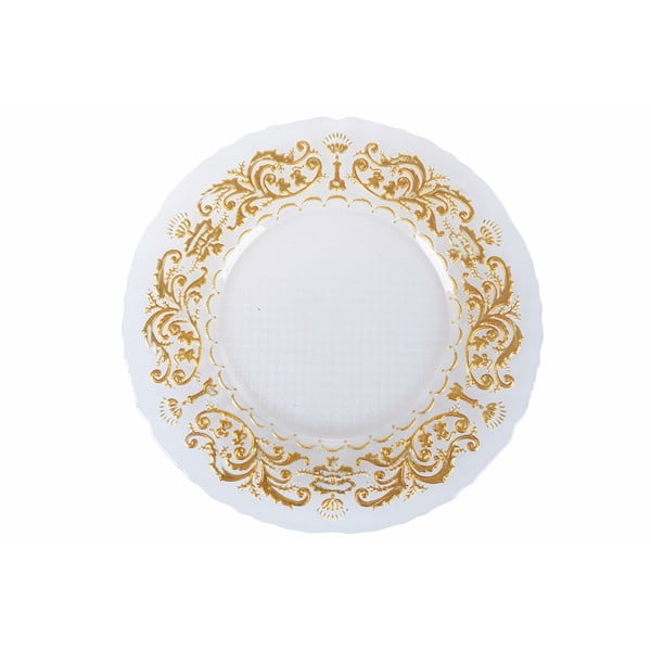 Piatto in vetro bianco-oro Villa d'Este Decoro, ø 32 cm - VDE Tivoli 1996