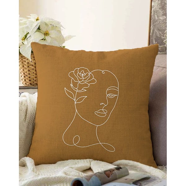 Federa marrone-arancio con ciniglia di cotone, 55 x 55 cm - Minimalist Cushion Covers