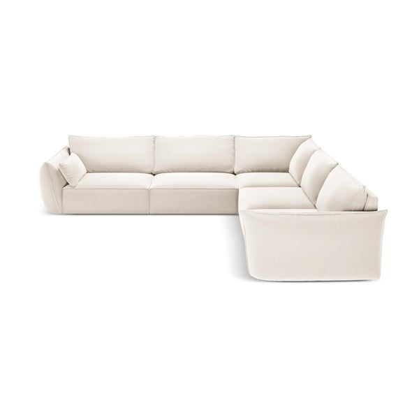 Divano angolare beige con rivestimento in velluto Vanda – Mazzini Sofas