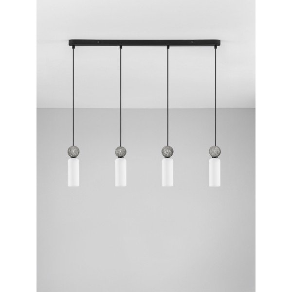 Lampadario nero opaco in pietra con paralume in vetro Filomena – Nova Luce-image-4