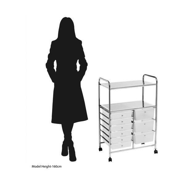 Scaffale mobile in plastica bianco-argento 64x97 cm - Premier Housewares-image-3