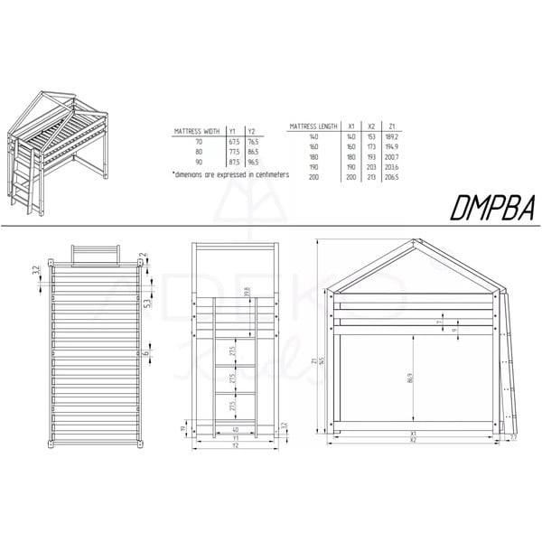 Letto per bambini in legno di pino 80x200 cm in colore naturale Mila DMPBA - Adeko-image-2