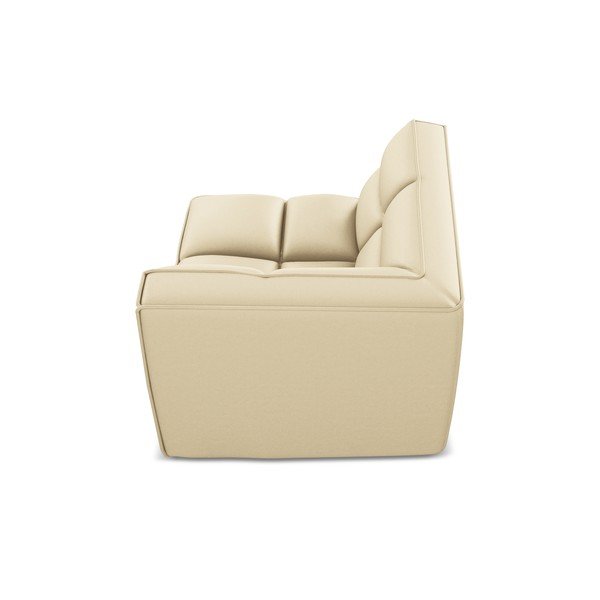 Parte divano componibile color crema con rivestimento in finta pelle Kalai – Makamii-image-3