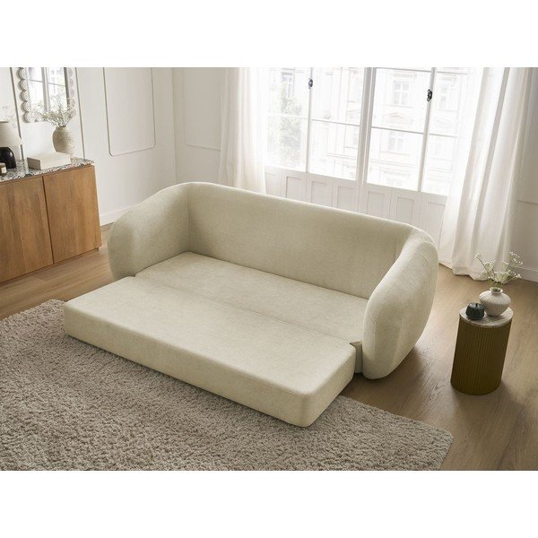 Divano grigio tortora allungabile con rivestimento in ciniglia 228 cm Neyo – Bobochic Paris-image-1