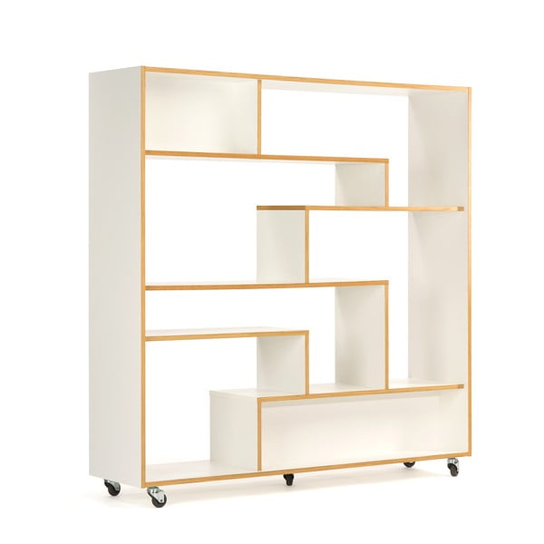 Libreria bianca con bordo in legno 140x143 cm Southbury - Woodman-image-2