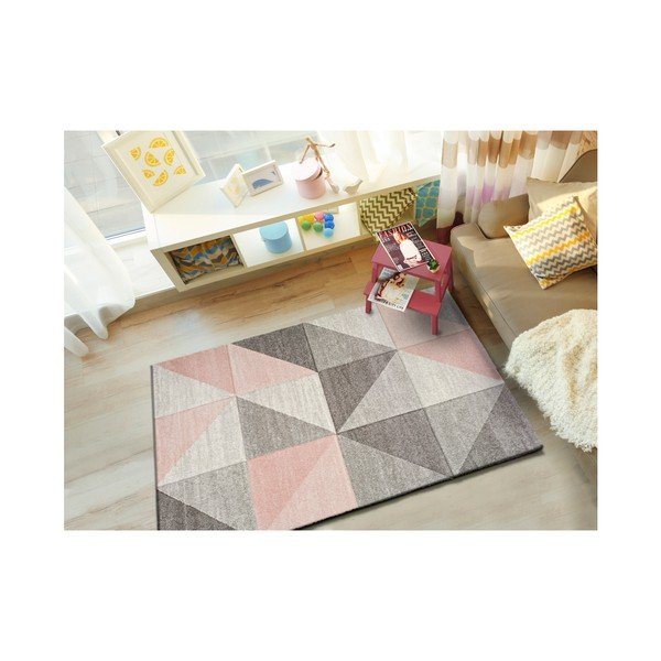 Tappeto rosa e grigio , 140 x 200 cm Retudo Naia - Universal-image-1