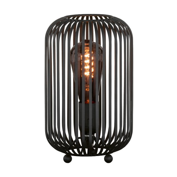 Lampada da tavolo nera con paralume in metallo (altezza 25 cm) Cage - Fischer & Honsel