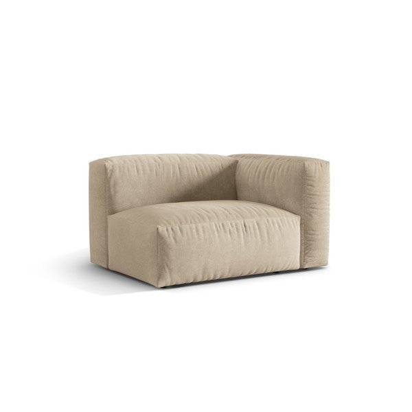 Parte divano componibile beige (con penisola a destra) con rivestimento in velluto Martina – Micadoni -image-1