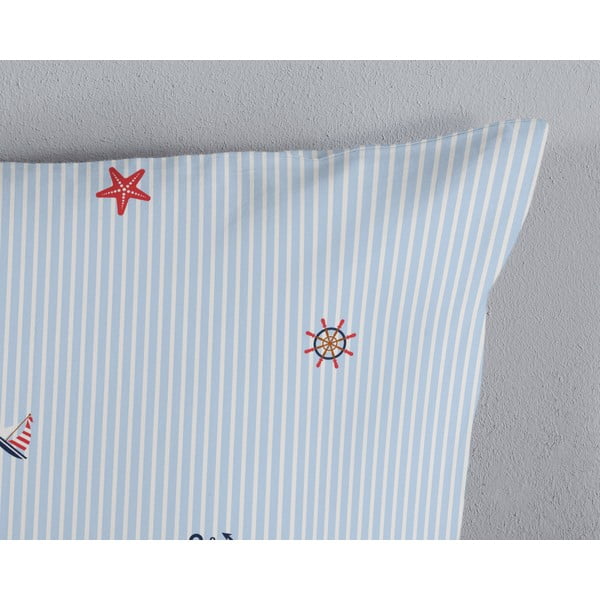 Set copripiumino e federa bianco/blu in cotone per letto singolo 140x200 cm Yachtclub – Good Morning-image-3
