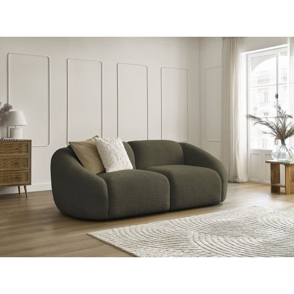 Divano verde con rivestimento in bouclé 230 cm Tina – Bobochic Paris-image-1
