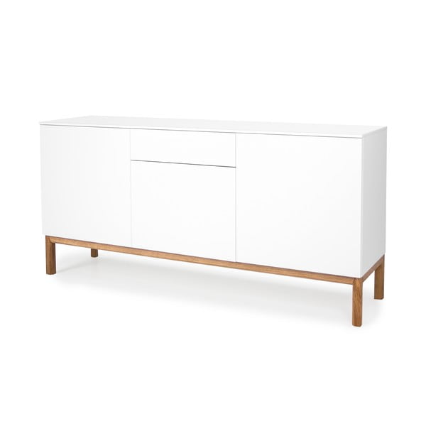 Credenza bianca a tre ante con gambe in rovere con cassetto Patch - Tenzo-image-2