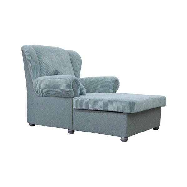 Chaise longue blu polveroso con rivestimento in velluto a coste Lord – Ropez-image-3