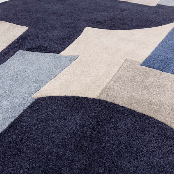 Tappeto blu in fibra riciclata tessuta a mano 200x290 cm Romy - Asiatic Carpets-image-1