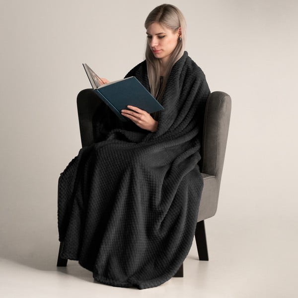 Coperta in microfibra nera, 150 x 200 cm Henry - DecoKing-image-1