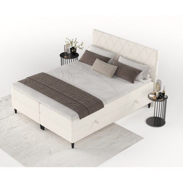 Letto boxspring crema con contenitore 160x200 cm Gwen - Maison de Rêve-image-4