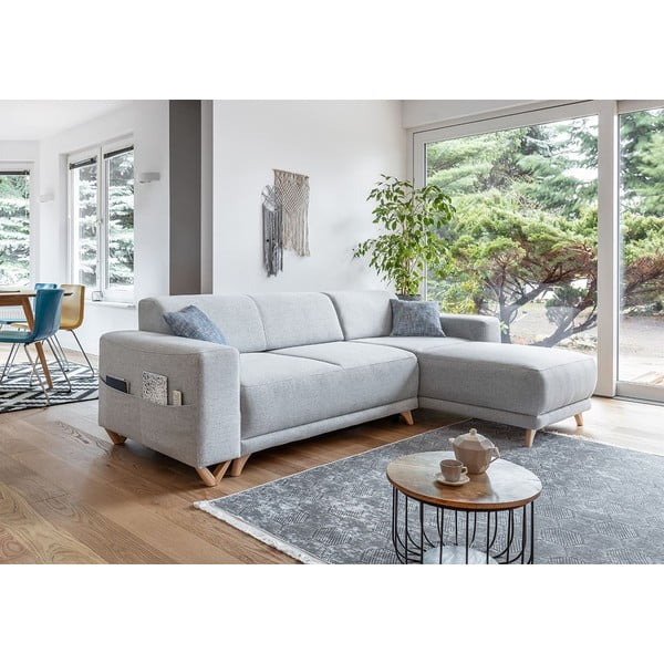 Divano angolare grigio chiaro allungabile e con contenitore Classy Sophie – Miuform-image-3