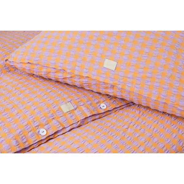 Biancheria da letto singola in crêpe arancio-lavanda 140x200 cm Bæk&Bølge - JUNA-image-4