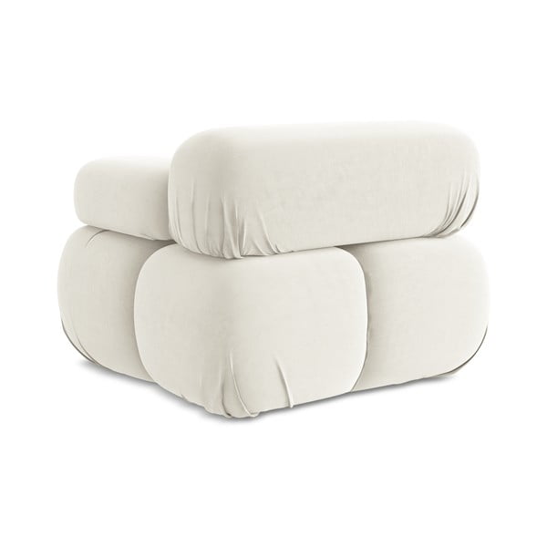 Parte divano componibile bianco (con penisola a destra) con rivestimento in velluto Lokua – Makamii-image-4