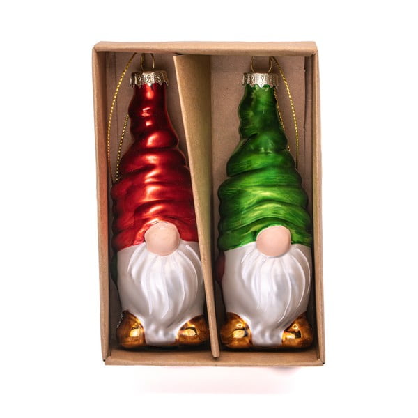 Decorazioni per albero di natale in set in vetro fatte a mano 2 pz ø 4 cm Gonk – Sass & Belle-image-1