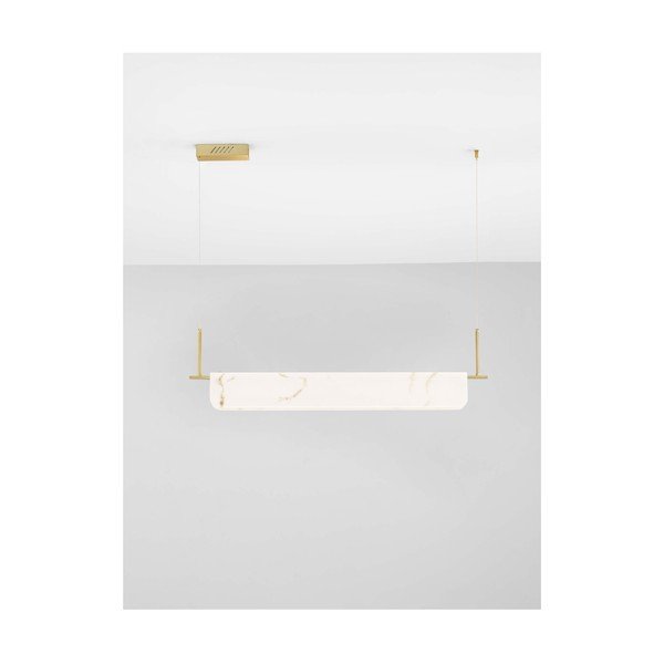 Lampadario LED color crema/color ottone con effetto marmo con intensità regolabile Aider – Nova Luce-image-3