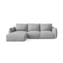 Divano angolare grigio chiaro allungabile (con penisola a sinistra/con chaise lounge) con rivestimento in ciniglia Leila – Makamii