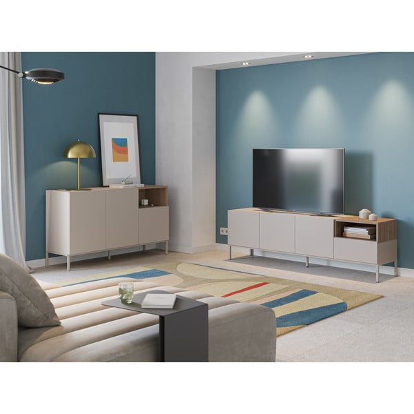 Cassettiera color crema 140x80 cm Cailin - Marckeric-image-1