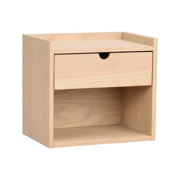 Comodino sospeso con ripiani in legno di quercia in colore naturale Hillmond - Rowico-image-2