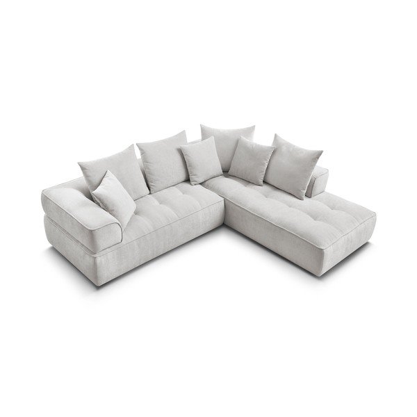 Divano angolare grigio chiaro (penisola a destra/a L) con rivestimento in ciniglia Whesley – Bobochic Paris-image-4