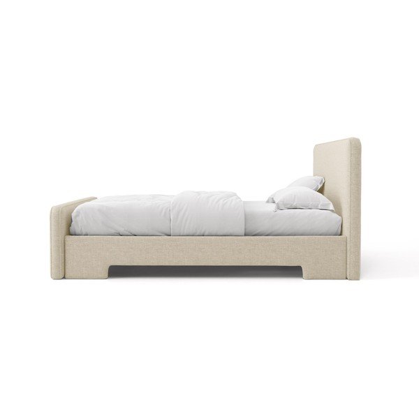 Letto matrimoniale imbottito beige con rete inclusa 180x200 cm Eda – Micadoni -image-3