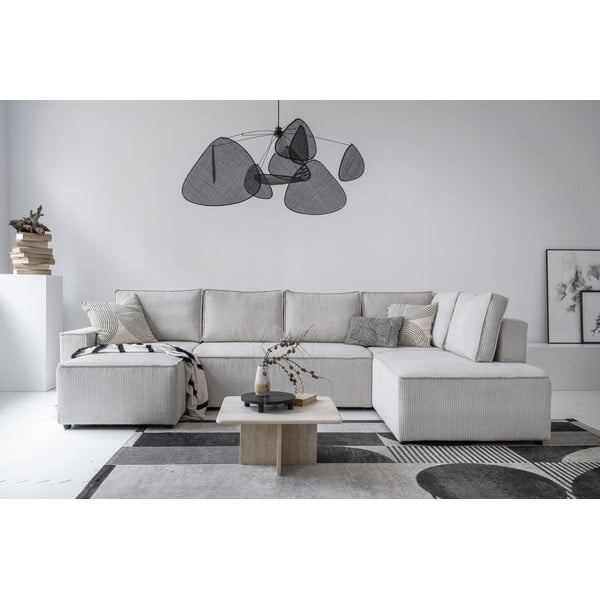 Divano letto angolare in velluto a coste bianco Brave Dave - Miuform-image-1