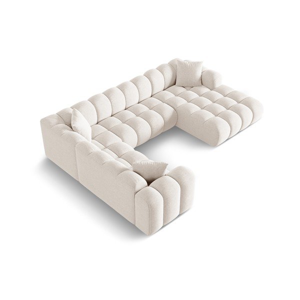 Divano angolare color crema (con penisola a sinistra/a U) con rivestimento in ciniglia Treno – Cosmopolitan Design-image-2