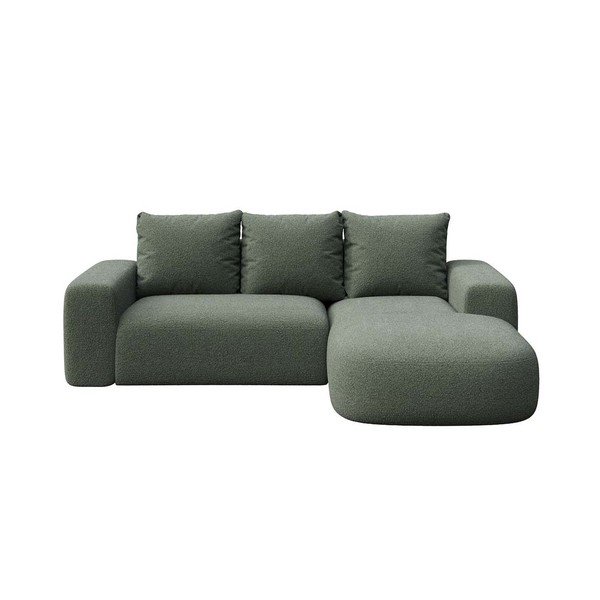 Divano angolare verde (con penisola a destra e chaise lounge) rivestito in bouclé Monce – Rodier