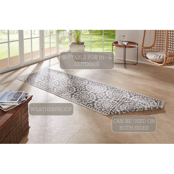 Tappeto da esterno grigio e crema , 80 x 250 cm Jardin - NORTHRUGS-image-4