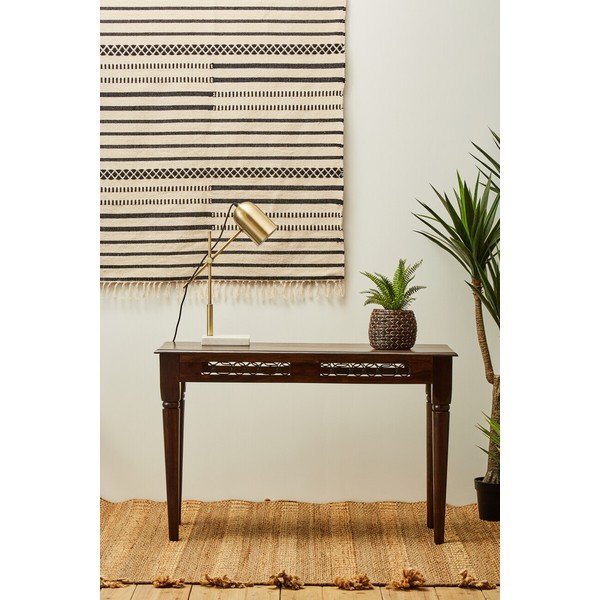 Tavolo consolle colore naturale scuro in palissandro massiccio 45x120 cm Srina – Premier Housewares-image-1