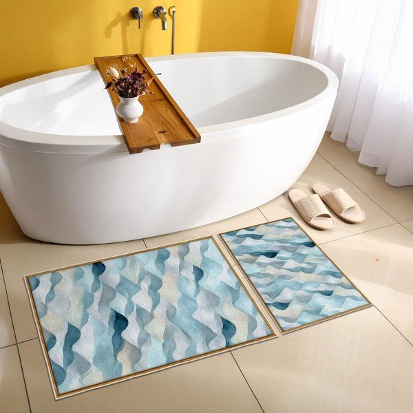 Set di tappetini per il bagno blu 2 pz 60x100 cm – Foutastic-image-1