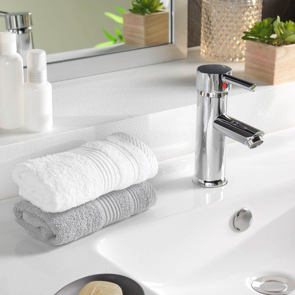 Asciugamano tipo terry bianco in cotone 30x50 cm Tendresse – douceur d'intérieur-image-1