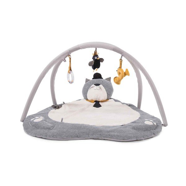 Tappeto da gioco per bambini grigio e crema Les Moustaches - Moulin Roty