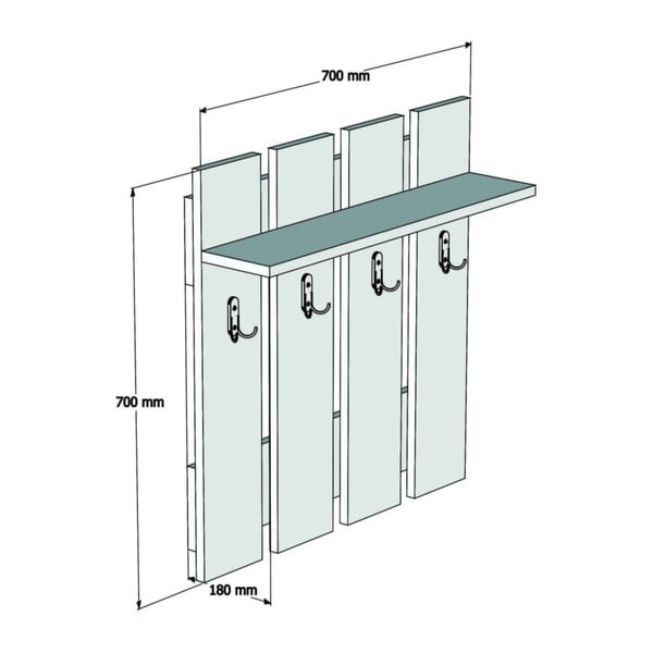 Appendiabiti da parete in noce con ripiano in colore antracite-naturale Mita - Puqa Design-image-3