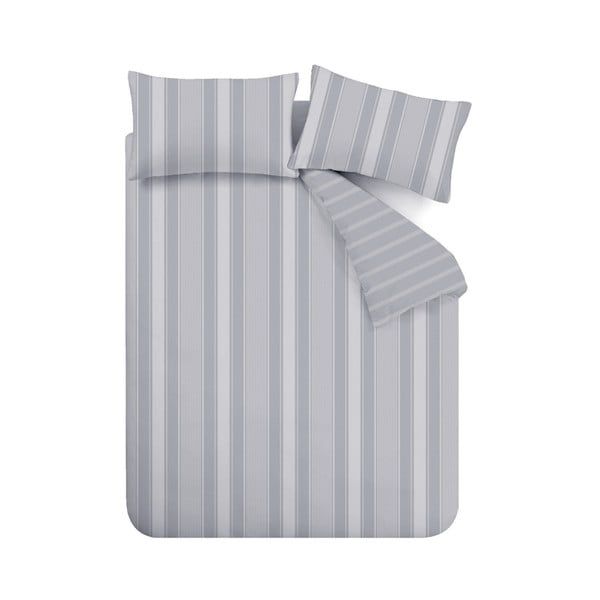 Biancheria da letto singola in flanella grigia 135x200 cm Ticking Stripe - Bianca-image-2