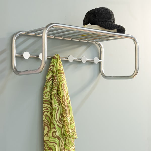Attaccapanni da parete argentato in metallo con scaffale 72 cm Retro – Spinder Design-image-1
