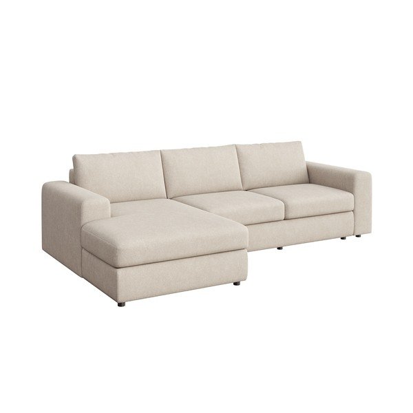Divano angolare beige (con penisola a sinistra e chaise lounge) rivestito in velluto Baga – Rodier-image-2
