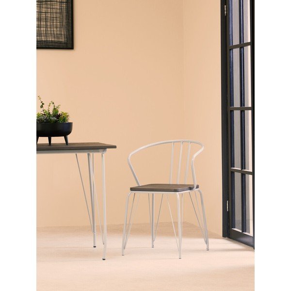 Sedia da pranzo grigia/colore naturale scuro in olmo massiccio District – Premier Housewares-image-1