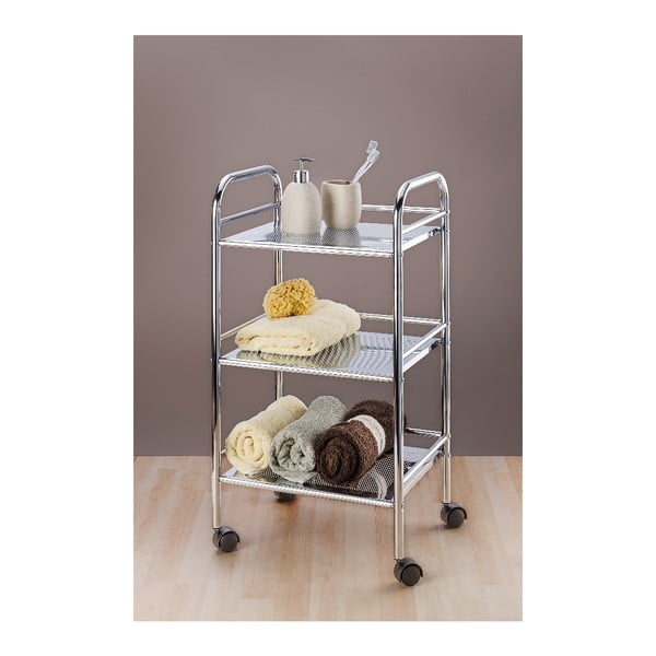 Scaffale mobile in metallo argento 41x75 cm - Wenko-image-1