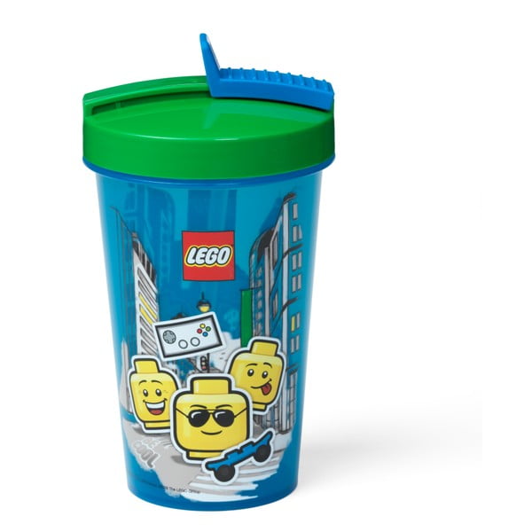 Tazza blu con coperchio verde e cannuccia , 500 ml Iconic - LEGO®-image-2