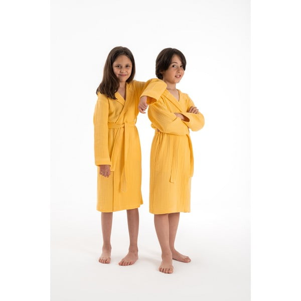Accappatoio per bambini giallo in mussola 5-6 anni Muslin – Foutastic-image-3