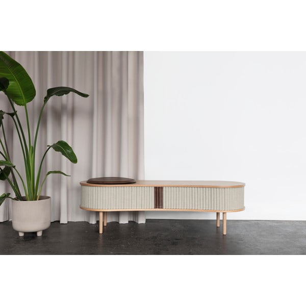 Tavolo TV in rovere decorato in colore beige-naturale 140x40 cm Audacious - UMAGE-image-1