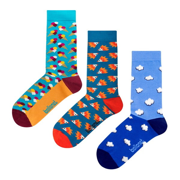 Set di 3 paia di calzini blu in confezione regalo, taglia 36-40 Novelty - Ballonet Socks