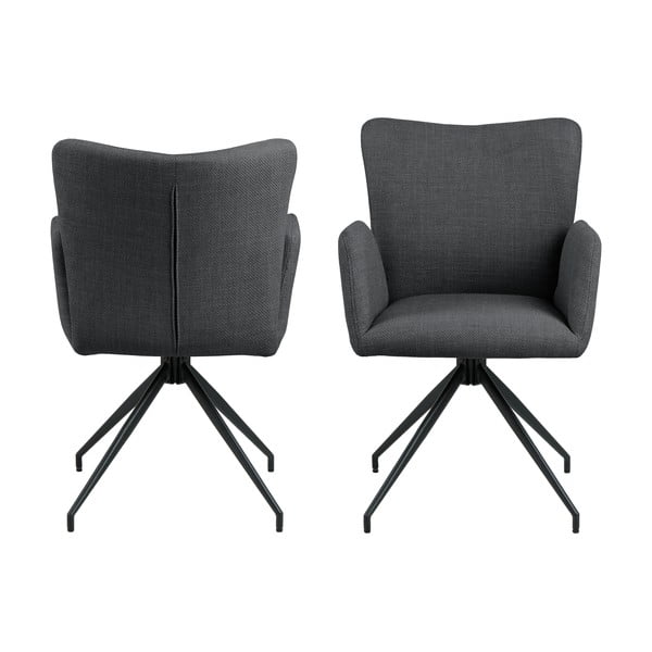 Set di sedie da pranzo grigio scuro in imbottito con braccioli 2 pz Laura – Actona-image-3