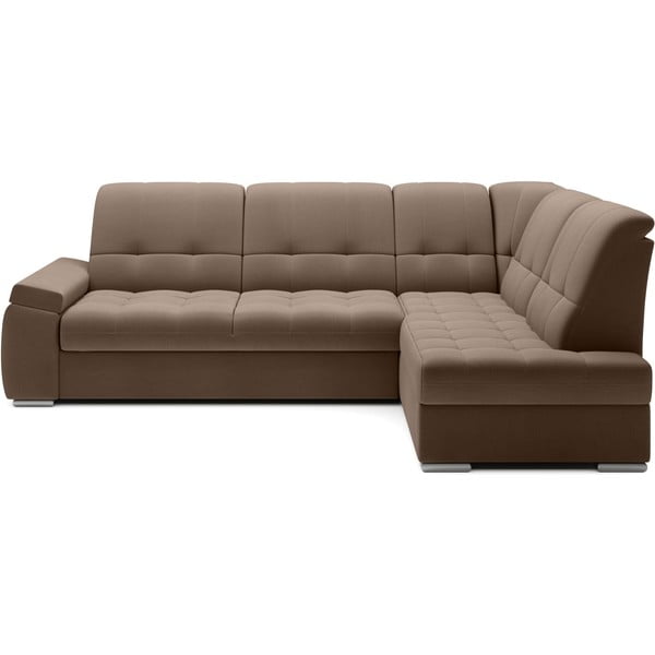 Divano angolare marrone allungabile/con contenitore (con penisola a destra/a L) e rivestimento in velluto Sado – ELTAP