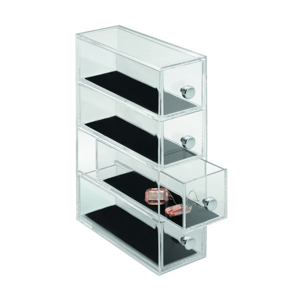 Organizer trasparente a 4 cassetti Clarity, altezza 25,5 cm - iDesign